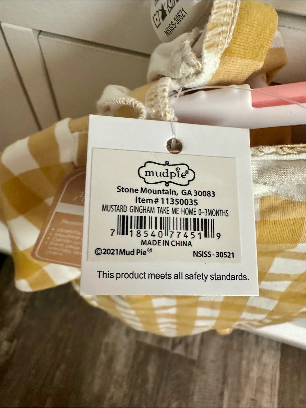 Mudpie - Adorable Mustard Checkered Take Me Home Set - BNWT! - Picture 7 of 8